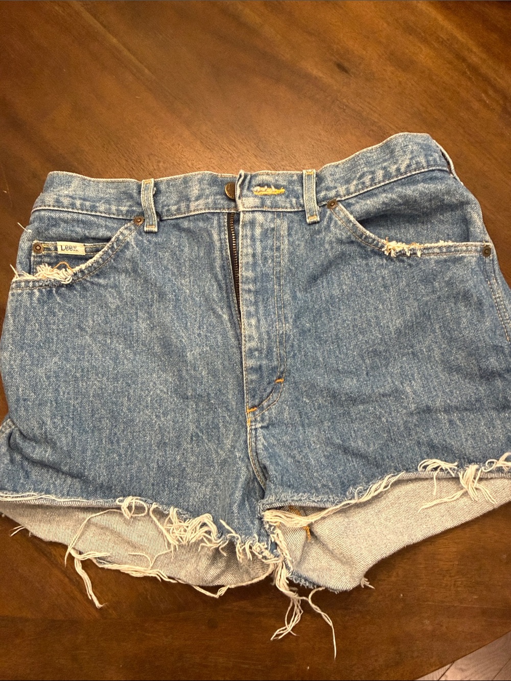 Lee Classic High-Rise Distressed Denim Shorts - Blue
